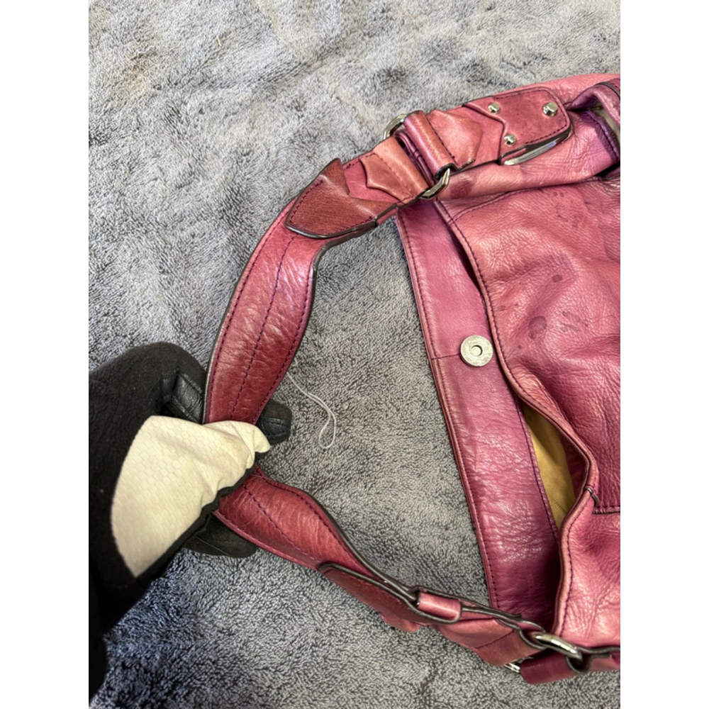 Women's B. Makowsky Purple Leather Shoulder Bag One Size - Picture 5 of 8